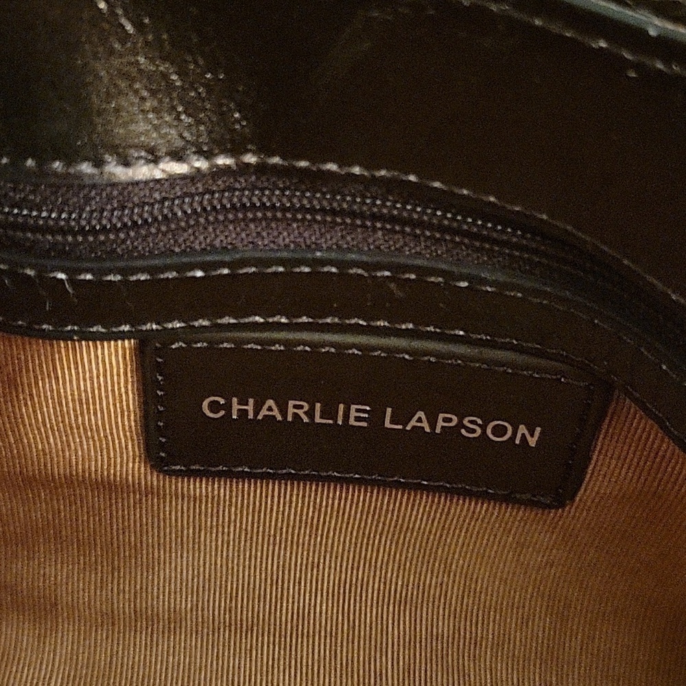 Vtg CHARLIE LAPSON Metallic Copper Brown Baguette Satchel Bag - Picture 8 of 16